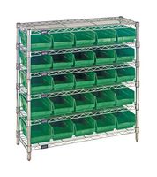 QUANTUM STORAGE WR6-36-1236-102GN Shelving Unit, 6 Shelves, 25 Bins, Green, 36 " X 12 " X 36 "
