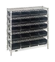 QUANTUM STORAGE WR6-36-1236-107BK Shelving Unit, 6 Shelves, 20 Bins, Black, 36 " X 12 " X 36 "
