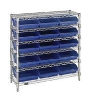 QUANTUM STORAGE WR6-36-1236-109BL Shelving Unit, 6 Shelves, 15 Bins, Blue, 36 " X 12 " X 36 "
