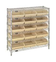 QUANTUM STORAGE WR6-36-1236-109IV Shelving Unit, 6 Shelves, 15 Bins, Ivory, 36 " X 12 " X 36 "