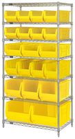 QUANTUM STORAGE WR7-20-MIXYL Shelving Unit, 7 Shelves, 20 Bins, Yellow, 74 " X 24 " X 36 "