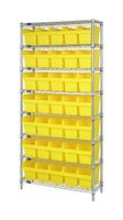 QUANTUM STORAGE WR8-804YL Shelving Unit, 8 Shelves, 35 Bins, Yellow, 74 " X 18 " X 36 "