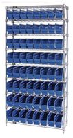 QUANTUM STORAGE WR9-203BL Shelving Unit, 9 Shelves, 64 Bins, Blue, 74 " X 18 " X 36 "