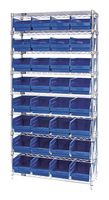 QUANTUM STORAGE WR9-207BL Shelving Unit, 9 Shelves, 32 Bins, Blue, 74 " X 12 " X 36 "