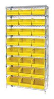 QUANTUM STORAGE WR9-209YL Shelving Unit, 9 Shelves, 24 Bins, Yellow, 74 " X 12 " X 36 "