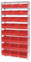 QUANTUM STORAGE WR9-210RD Shelving Unit, 9 Shelves, 24 Bins, Red, 74 " X 18 " X 36 "