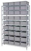 QUANTUM STORAGE WR9-92060GY Shelving Unit, 9 Shelves, 36 Bins, Grey, 74 " X 18 " X 48 "