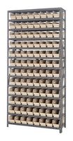 QUANTUM STORAGE 1275-101IV Shelving Unit, 13 Shelves, 96 Bins, Ivory, 75 " X 12 " X 36 "
