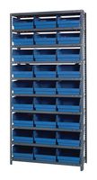 QUANTUM STORAGE 1275-209BL Shelving Unit, 10 Shelves, 27 Bins, Blue, 75 " X 12 " X 36 "