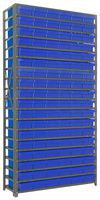 QUANTUM STORAGE 1275-401BL Shelving Unit, 13 Shelves, 108 Bins, Blue, 75 " X 12 " X 36 "