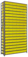 QUANTUM STORAGE 1275-401YL Shelving Unit, 13 Shelves, 108 Bins, Yellow, 75 " X 12 " X 36 "