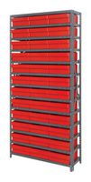 QUANTUM STORAGE 1275-801RD Shelving Unit, 13 Shelves, 36 Bins, Red, 75 " X 12 " X 36 "