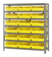 QUANTUM STORAGE 1839-110YL Shelving Unit, 7 Shelves, 18 Bins, Yellow, 39 " X 18 " X 36 "