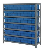 QUANTUM STORAGE 1839-604BL Shelving Unit, 7 Shelves, 54 Bins, Blue, 39 " X 18 " X 36 "