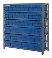 QUANTUM STORAGE 1839-624BL Shelving Unit, 7 Shelves, 45 Bins, Blue, 39 " X 18 " X 36 "