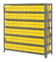 QUANTUM STORAGE 1839-624YL Shelving Unit, 7 Shelves, 45 Bins, Yellow, 39 " X 18 " X 36 "
