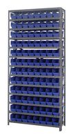 QUANTUM STORAGE 1875-103BL Shelving Unit, 13 Shelves, 96 Bins, Blue, 75 " X 18 " X 36 "
