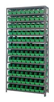 QUANTUM STORAGE 1875-103GN Shelving Unit, 13 Shelves, 96 Bins, Green, 75 " X 18 " X 36 "