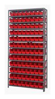 QUANTUM STORAGE 1875-103RD Shelving Unit, 13 Shelves, 96 Bins, Red, 75 " X 18 " X 36 "