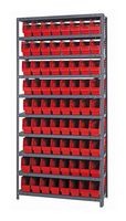 QUANTUM STORAGE 1875-203RD Shelving Unit, 10 Shelves, 72 Bins, Red, 75 " X 18 " X 36 "