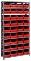 QUANTUM STORAGE 1875-208RD Shelving Unit, 10 Shelves, 36 Bins, Red, 75 " X 18 " X 36 "