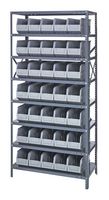QUANTUM STORAGE 1875-461GY Shelving Unit, 8 Shelves, 35 Bins, Grey, 75 " X 18 " X 36 "