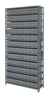 QUANTUM STORAGE 1875-604GY Shelving Unit, 13 Shelves, 108 Bins, Grey, 75 " X 18 " X 36 "