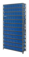 QUANTUM STORAGE 1875-624BL Shelving Unit, 13 Shelves, 90 Bins, Blue, 75 " X 18 " X 36 "