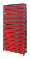QUANTUM STORAGE 1875-624RD Shelving Unit, 13 Shelves, 90 Bins, Red, 75 " X 18 " X 36 "