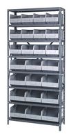 QUANTUM STORAGE 2475-483485GY Shelving Unit, 8 Shelves, 24 Bins, Grey, 75 " X 24 " X 36 "