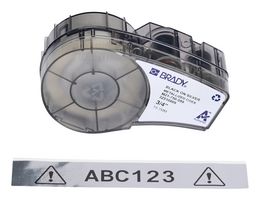 BRADY M21-750-599 Label Printer Tape, Thermal Transfer Printable, Black on Chrome, Metallized Polyester, 21' x 0.75"