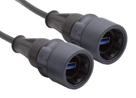 BULGIN LIMITED PXP6041/AA3/5M00 USB Cable, 30V, 1A, Push-Twist, Sealed Type A Plug to Sealed Type A Plug, 5 m, 16.4 ft, USB 3.0