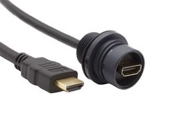 BULGIN LIMITED PXP6062/1M00 Audio / Video Cable Assembly, HDMI Socket, Sealed, HDMI Plug, 3.3 ft, 1 m, Black