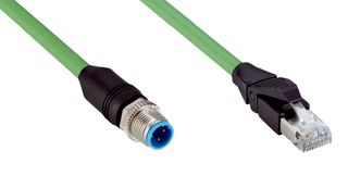 SICK YM2D24-010PN1MRJA4 Sensor Cable, D Coded, M12 Plug, RJ45 Plug, 4 Positions, 1 m, 3.3 ft