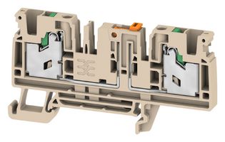 WEIDMULLER 2941420000 DIN Rail Mount Terminal Block, Dark Beige, 2 Positions, 20 AWG, 12 AWG, 4 mm², Snap In, 20 A