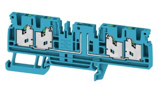 WEIDMULLER 2983740000 DIN Rail Mount Terminal Block, Blue, 4 Positions, 22 AWG, 14 AWG, 2.5 mm², Snap In, 20 A