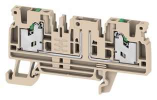 WEIDMULLER 3016710000 DIN Rail Mount Terminal Block, Dark Beige, 2 Positions, 22 AWG, 14 AWG, 2.5 mm², Snap In, 20 A