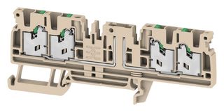 WEIDMULLER 3016740000 DIN Rail Mount Terminal Block, Dark Beige, 4 Positions, 22 AWG, 14 AWG, 2.5 mm², Snap In, 20 A