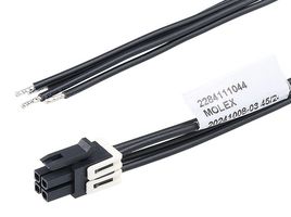 MOLEX 228411-1043 Cable Assembly, Micro-Fit+ Receptacle to Free End, 4 Positions, 3 mm, 2 Row, 300 mm, 11.8 "