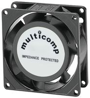 MULTICOMP MC32924 AC Axial Fan, 115V, Square, 80 mm, 25 mm, Sleeve Bearing, 21 CFM