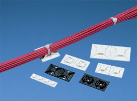 PANDUIT ABM2S-A-C0 Cable Tie Mount, Adhesive, Black, ABS (Acrylonitrile Butadiene Styrene)