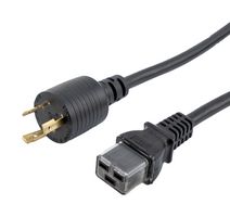 L-COM PPA00018-3FT Cable de Alimentación, NEMA L5-20P a IEC 320 C19, 915 mm, 20 A, 125 V, Negro, PPA00018 Series