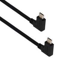 L-COM U3A00079-05M USB Cable, 90° Type C Plug to 90° Type C Plug, 500 mm, 19.7 ", USB 3.0, Black