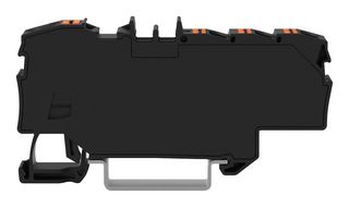 WAGO 2206-8035 Bloque de Terminal c/Montaje en Riel DIN, Negro, 7 Posiciones, 20 AWG, 8 AWG, 10 mm², Push-In, 41 A