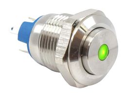 E-SWITCH PV0HW40SS-341 Vandal Resistant Switch, PV0 Series, 12 mm, SPST-NO-DM, Off-(On), Round Raised, Natural