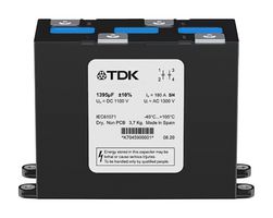 TDK B25645A2367K003 Power Film Capacitor, Bio-Based Polypropylene Film, 350 µF, ± 10%, DC Link, Chassis Mount