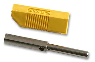 DELTRON COMPONENTS 553-0700 Banana Test Connector, 4mm, Plug, Cable Mount, 16 A, 50 V, Nickel Plated Contacts, Yellow