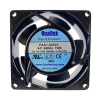 QUALTEK ELECTRONICS FAA1-08025NBMT31 AC Axial Fan, 115V, Square, 80 mm, 25 mm, Ball Bearing, 19 CFM