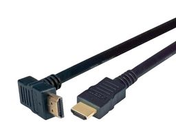 L-COM HDRAZ3-0.5 Audio / Video Cable Assembly, 90° HDMI Plug, HDMI Plug, 19.7 ", 500 mm, Black, HDRAZ3 Series