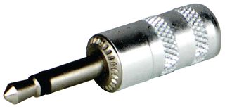 SWITCHCRAFT/CONXALL 880X Phone Audio Connector, 2 Contacts, Plug, 0.101 ", Cable Mount, Nickel Plated Contacts, Metal Body